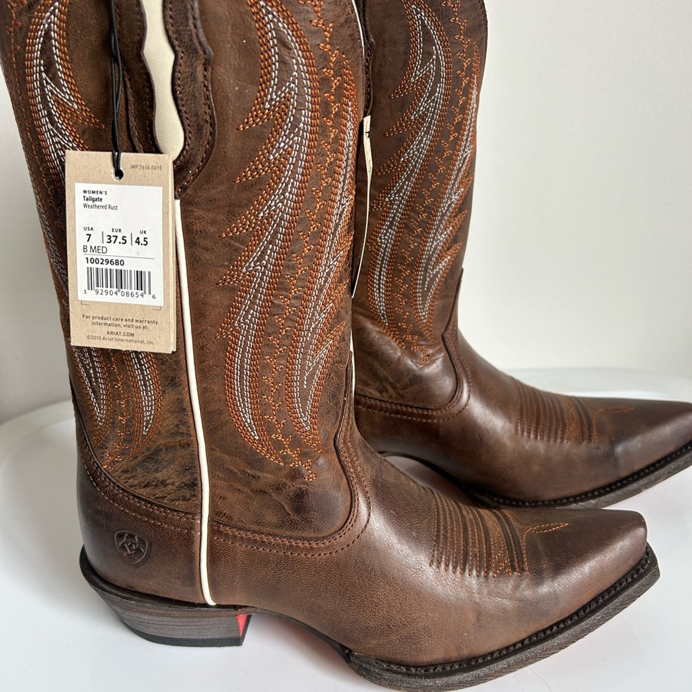Ariat Brown Leather Western Cowgirl Boots XToe 11” Shaft Style:Tailgate - Picture 2 of 12